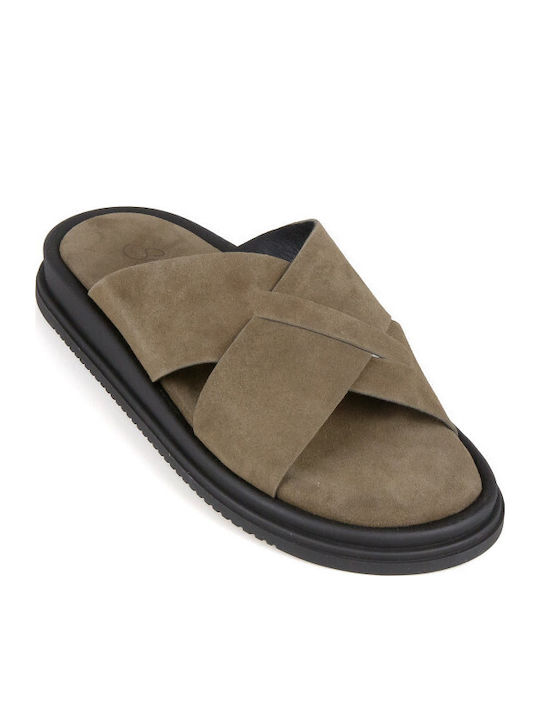 Silia D Дамски Кожени Сандали Flatforms Каки