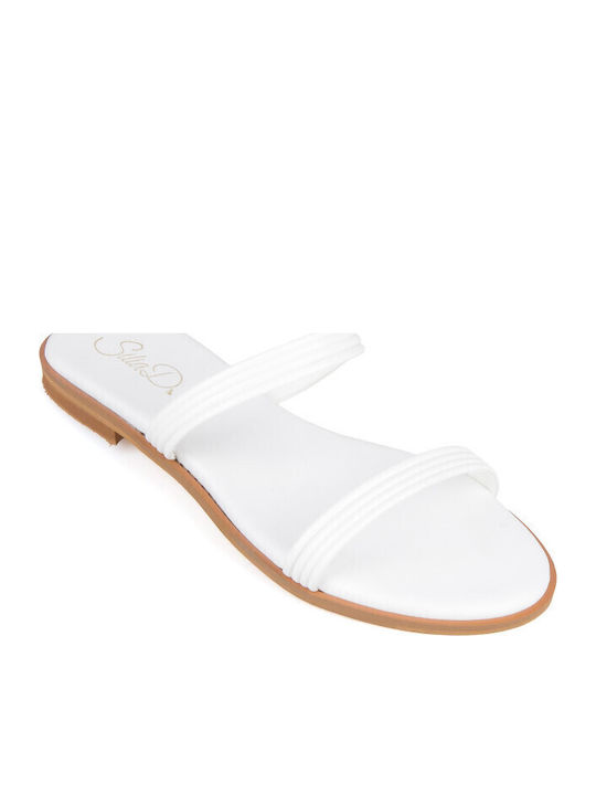 Silia D Sandale Casual Damă Din Piele Albe