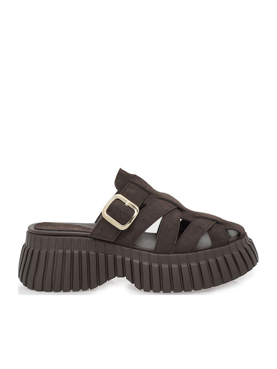 Women's Flat Sandals Flatforms Brown