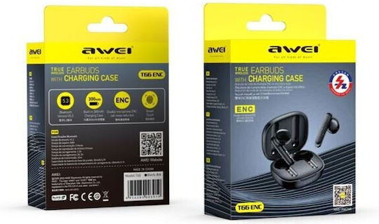 Awei T66 Earbud Bluetooth Handsfree Headphones with Charging Case Black