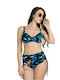 Bikini Set With Removable Padding High Waist Floral Black
