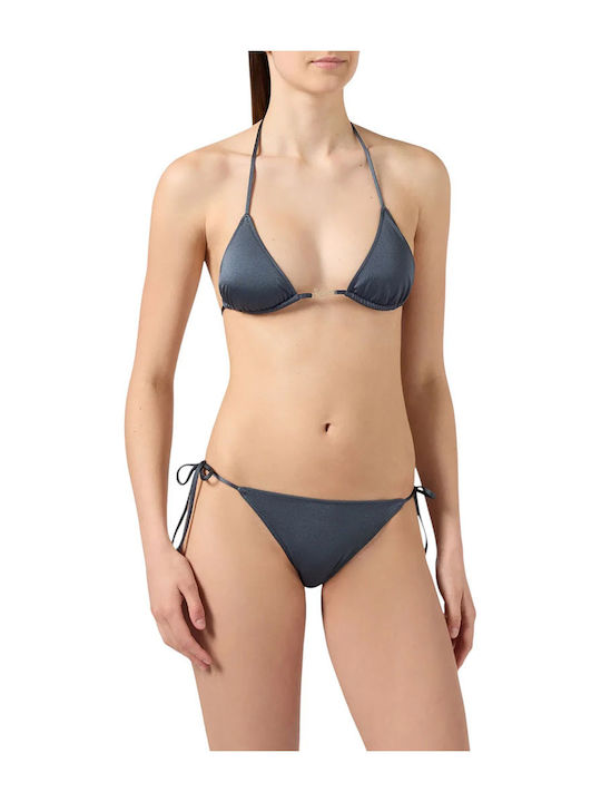 Bikini Slip με Κορδονάκια Γκρι
