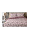 Super-Double Bed Sheet Set With 2 Pillowcases With Rubber Hugger 160x260cm Blossom Lilac 3 Pieces