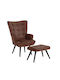 Woodwell Hochlehner-Sessel mit Fußhocker Braun Schwarz E7142 B2 2x39x71cm