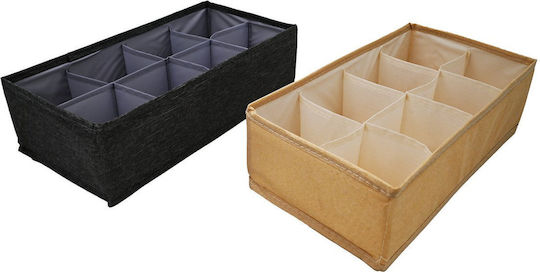 Sidirela Plastic Storage Case for Underwear / Clothes / Socks / Ties / Belts in Beige Colour 32x16x9cm E-4124 2pcs