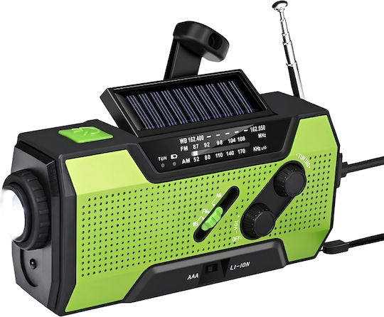 Renew Force Radio Portabil De Urgență Solar Cu Manivelă Power Bank 2000mah Lanternă Led Alarmă Sos Usb-c