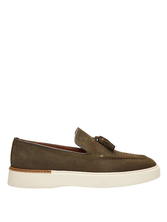 Boss Shoes Suede Men's Moccasins in Green Colour