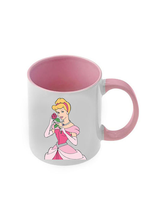Κούπα Cinderella Σταχτοπούτα Ροζ Λαβή Εσωτερικό