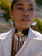 Kaleido Vergoldetes Halsband mit blauen Perlen