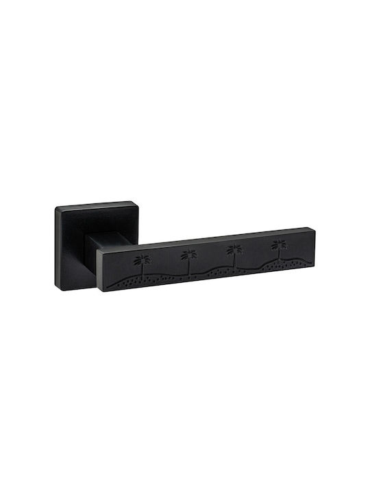Viometale Middle Door Lever With Rosette Pair Black
