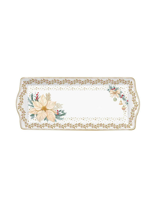 Easylife Christmas Porcelain Platter Flowers & Branches 35x15cm