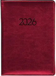 Daily Bound Diary Pu 2026 Indexed 15x21 Burgundy Daily Bound Diary Pu 2026 Indexed 15x21 Burgundy