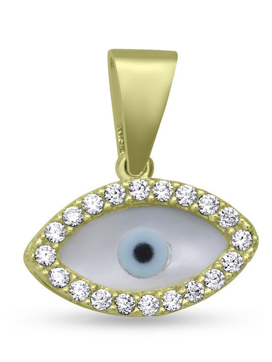CHrysolithos Charm Auge aus Gold 14K mit Zirkon KР3111