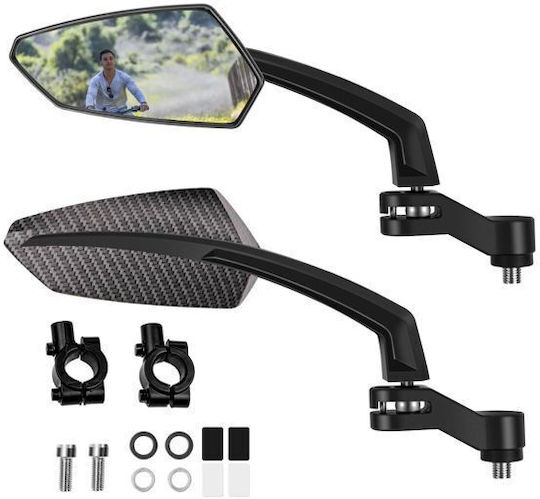 Motorcycle Mirrors Carbon Look Adjustable Left Right Set