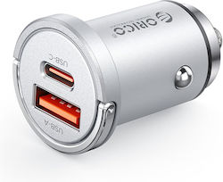 Orico Miniring Pro 45W Încărcător Auto USB-A + USB-C Argintiu MR-45-1A1C Orico-MR-45-1A1C-SV-EP-HU
