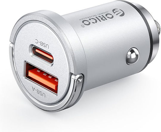 Orico Miniring Pro 45w Usb-a + Usb-c Car Charger Silver Mr-45-1a1c Orico-mr-45-1a1c-sv-ep-hu