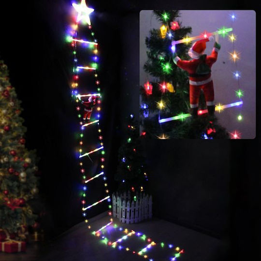 Beleuchteter Dekorations-Weihnachtsmann in Leiter