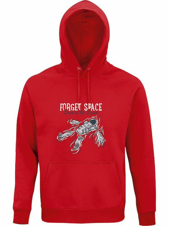 Блуза с Качулка Органичен Унисекс Forget Space Back To Beach Astronaut Loves Summer Червена