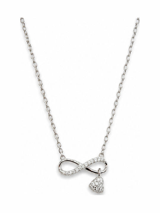 Infinity Necklace Made of Gold Plated Silver with Zircon