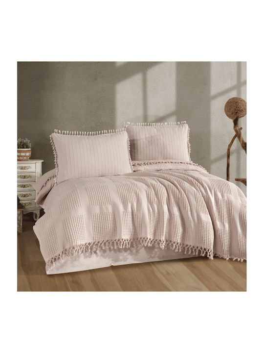 Clasy Home Set Huse Pentru Pilote 100% Bumbac 240x260cm Superdublu Cu 2 Fețe De Pernă & 1 Cearșaf Bej