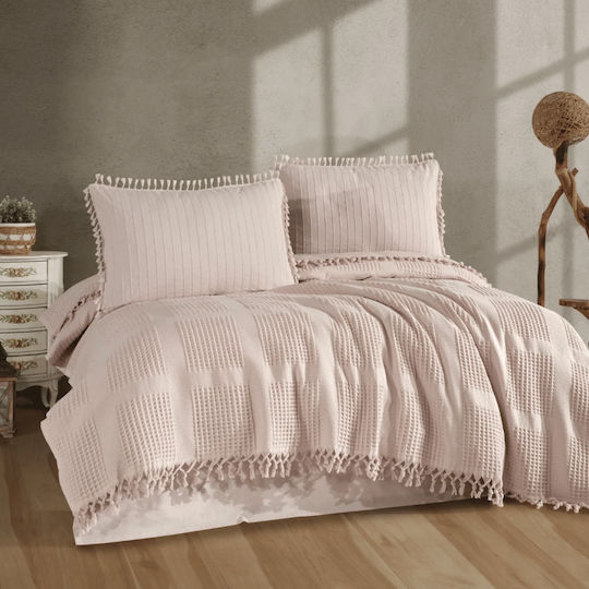 Clasy Home Σετ Παπλωματοθήκη Βαμβακερή 240x260cm Υπέρδιπλη με 2 Μαξιλαροθήκες & 1 Σεντόνι Μπεζ