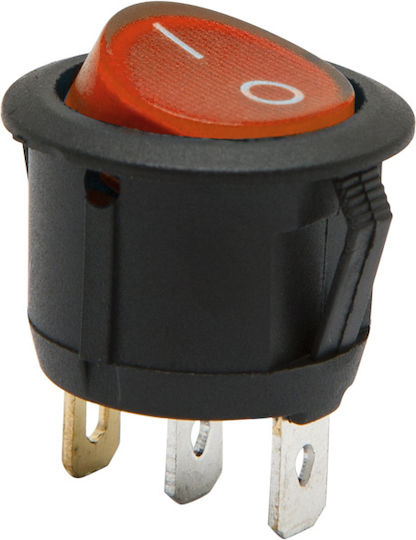 Set 5 Кръгли Рокерни Превключватели Червени Led On-off 6a 250v Ac За Монтаж На Панел
