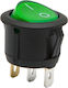 Set 5 Round Rocker Switches Green Led On-off 6a 250v Ac Panel Mount