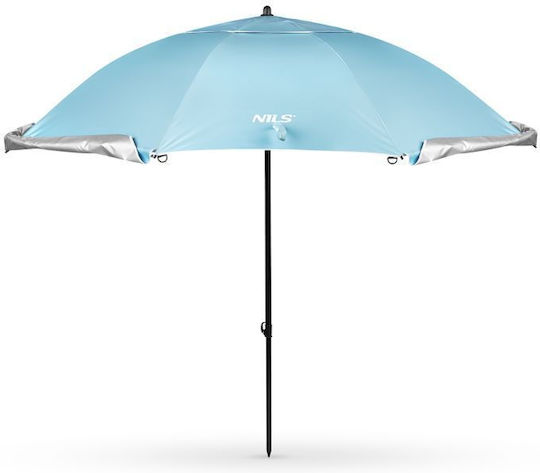 Nils NC17114 Umbrelă de Plajă Diametru 2.4m cu Umbrelă și Protecție UV Albastră