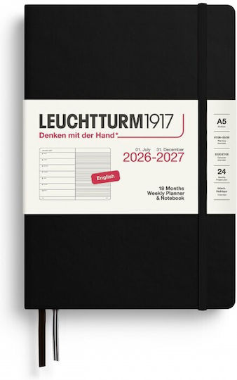 18m Weekly Planner Notebook 2026-2027 A5 Softcover Black Leuchtturm 1917 4070292003351
