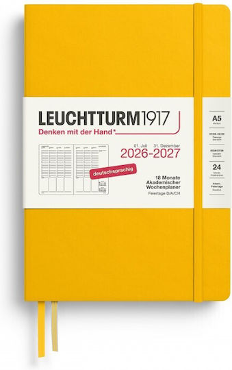 18m Week Planner Notebook 2026-2027 A5 Hardcover Sunflower Leuchtturm 1917 4070292003450