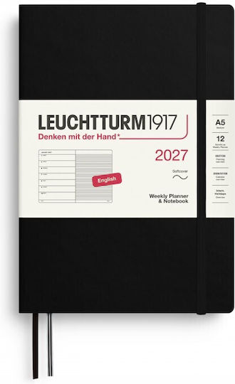 12m Weekly Planner Notebook 2027 A5 Softcover Black Leuchtturm 1917 4070292002170