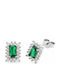 Ios Silver Stud Earrings with Green Stones