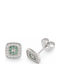 Ios Silver Stud Earrings with Green Stones