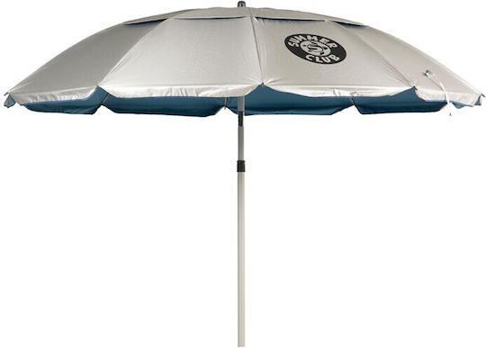 Summer Club Eden Folding Aluminum Beach Umbrella Diameter 2m with UV Protection Silver Blue