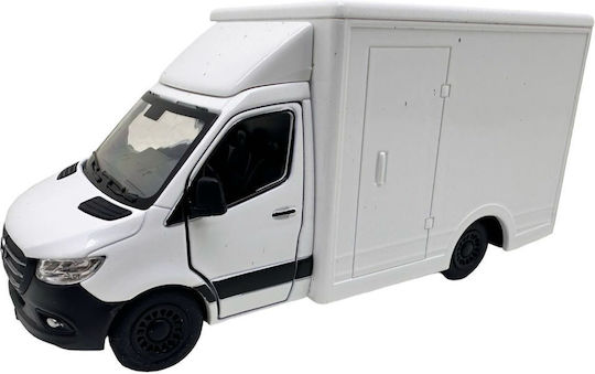 Model Metalic Reproducer Van Alb Mercedes Sprinter Uși Fata Spate Deschise Mecanism Retragere Fără Cutie Originală