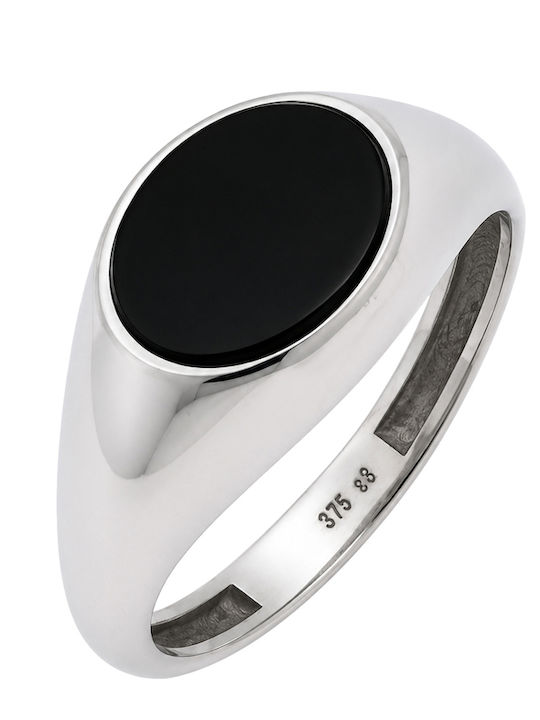 Men's Ring with Stones in 9K White Gold