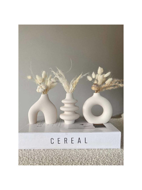 SteweHome Set Vaze Decorative Din Beton Albe Y10cm 3 Bucăți