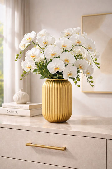 SteweHome Decorative Glass Vase Gold 10x10xH20cm