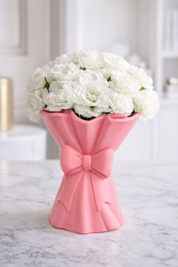 SteweHome Decorative Plastic Vase Pink Y15.75cm