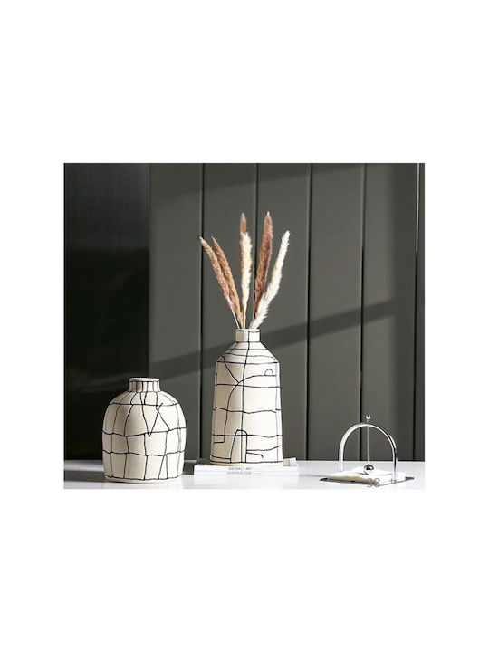SteweHome Set Decorative White Ceramic Vases H35cm 2 Pieces