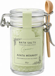 Kolectiva Bath Salts Green Cucumber & Lemon Extracts Glass Jar Wooden Spoon 60g