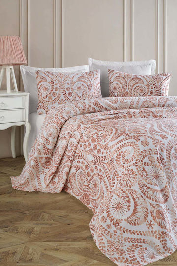 SteweHome Cotton Duvet Cover Set 200x230cm Double With 2 Pillowcases Orange