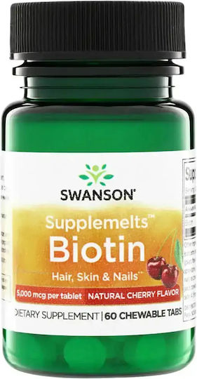 Swanson Biotin Vitamin for Hair, Skin & Nails 5000mcg 60 Chewable Tablets