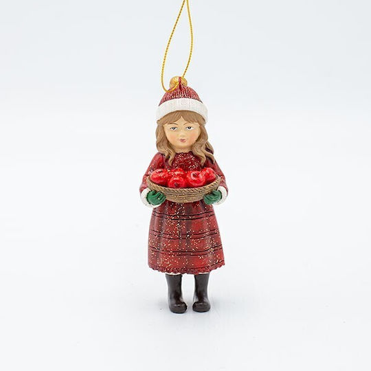 Polyresin Ornament Girl Biscuit Green 5.5x12cm