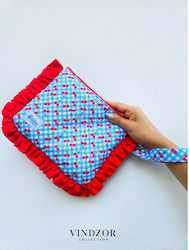 Handmade Fru Fru Bag Cherries Light Blue Red