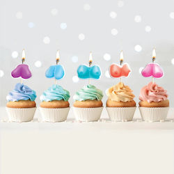 Σετ Πολύχρωμα Κεριά Σχήμα Στήθους Little Genie Dirty Boob Candles Multicolour 5pcs