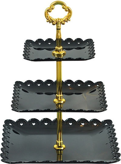 Cake Land Plastic 3 Tiered Appetizer Stand Black