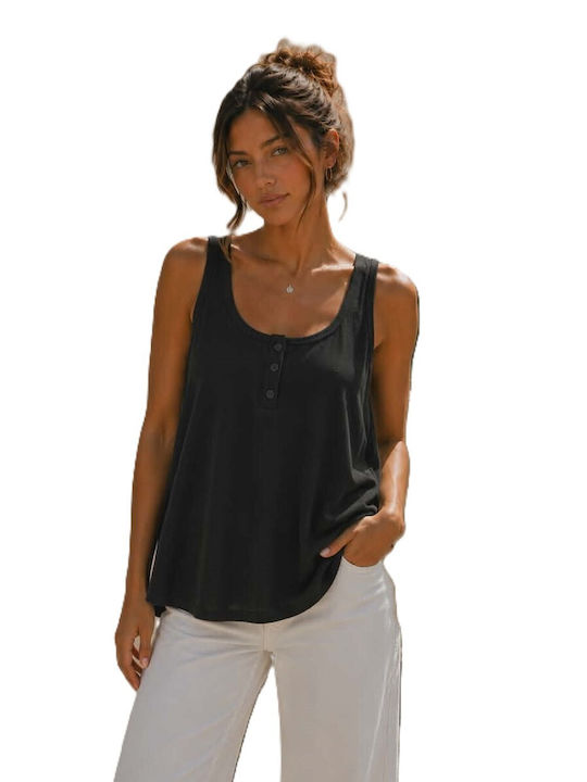 Women's Sleeveless Cotton Black Blouse