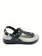 Leder Flache Sandalen für Damen Schwarz