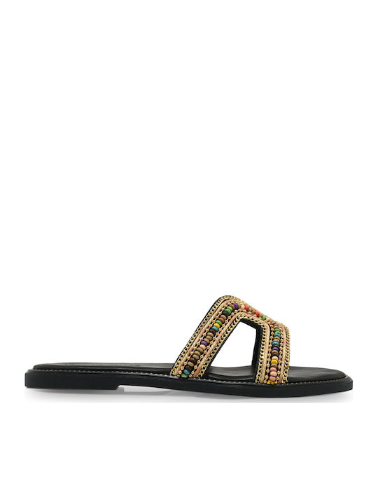 Leather Women's Flat Sandals Black
